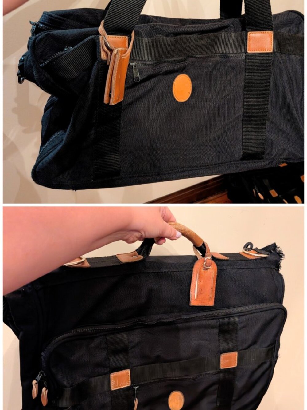 Vintage Dior Luggage Set – 2 Piece Canvas Leather Black Duffle Garment